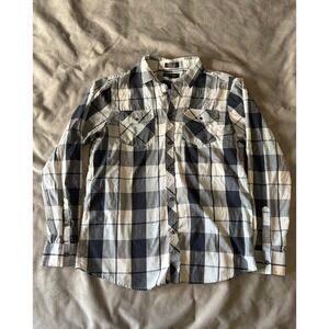 Eighty Eight Platinum Mens Black White Buffalo Plaid Button Down Shirt Large